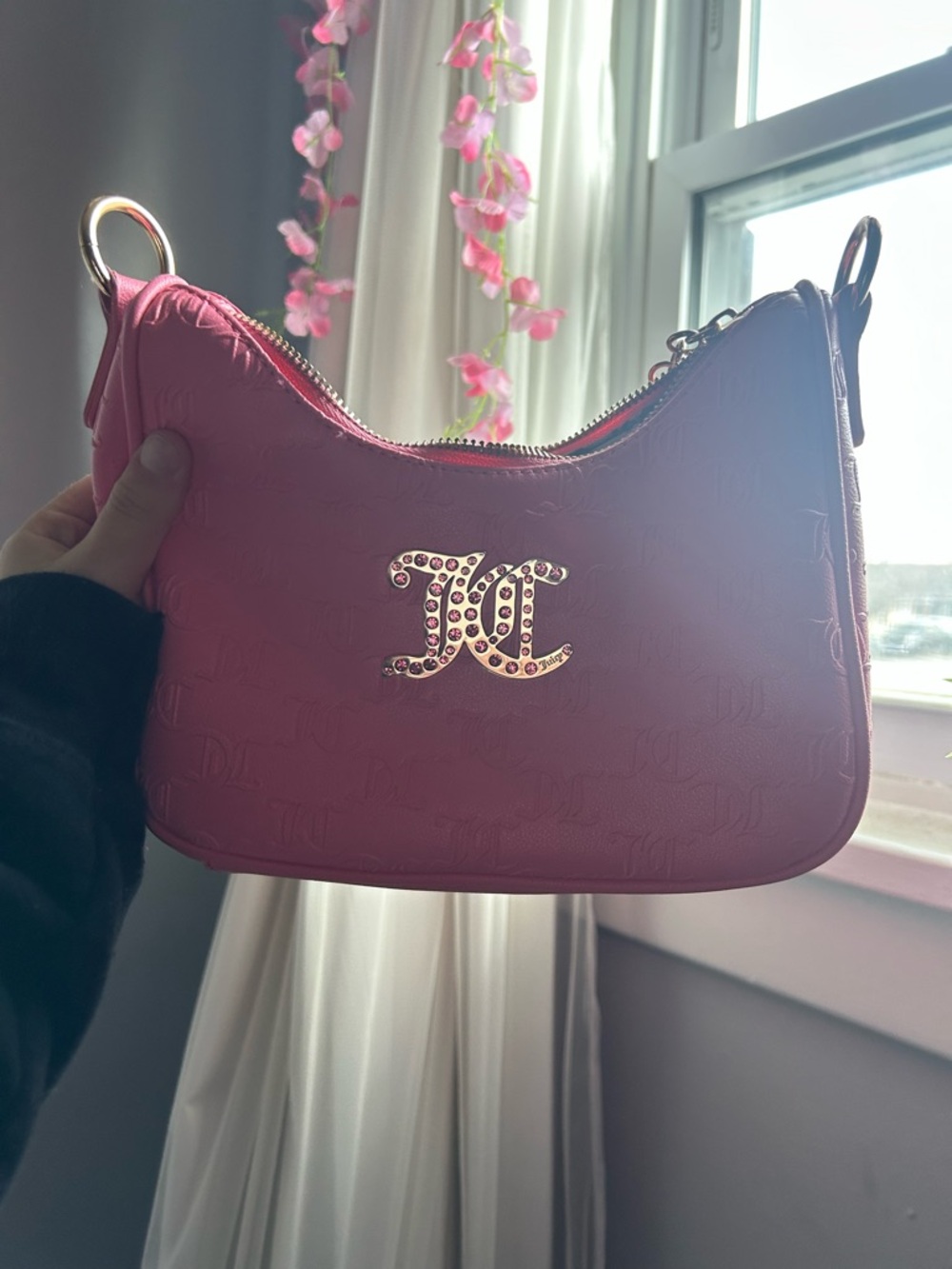 Unknown Brand Pink Shoulder Bag with Decorative Logo